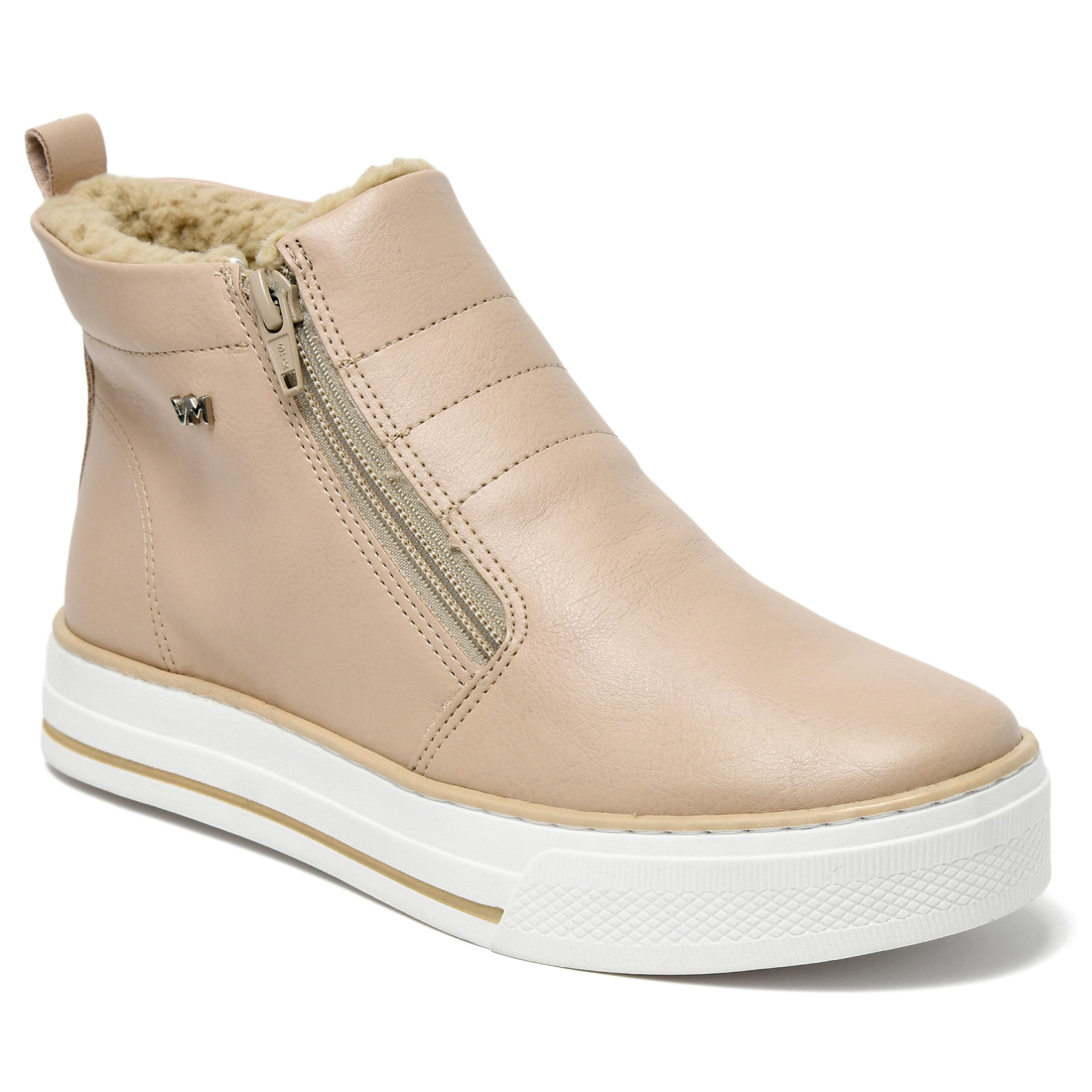 Tênis Feminino Cano Alto Via Marte Com Pelo 21-4XLII Nude | Zariff